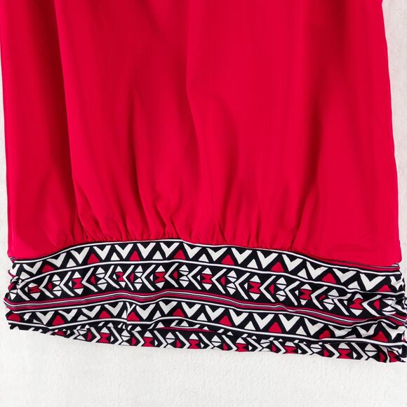 Swimsuits For All Pink Blouson Tankini Swim Top Sz 10 Shelf Bra Geometric Hem - Picture 3 of 8